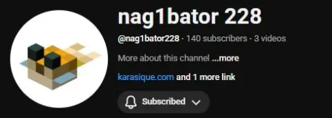 Канал YouTube «nag1bator 228» - 140 подписчиков, 3 видео, ссылка karasique.com