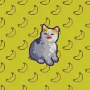 Мап-арт: Котик на фоне бананов